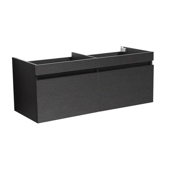 Fresca FCB8042BW Mezzo 60" Black Wall Hung Double Sink Modern Bathroom Cabinet