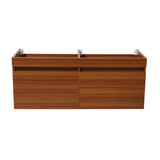 Fresca FCB8042TK Mezzo 60" Teak Wall Hung Double Sink Modern Bathroom Cabinet