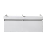 Fresca FCB8042WH Mezzo 60" White Wall Hung Double Sink Modern Bathroom Cabinet