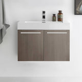 Fresca FCB8089GO-I Vista 30" Gray Oak Wall Hung Modern Bathroom Cabinet with Integrated Sink