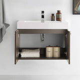 Fresca FCB8089GO-I Vista 30" Gray Oak Wall Hung Modern Bathroom Cabinet with Integrated Sink