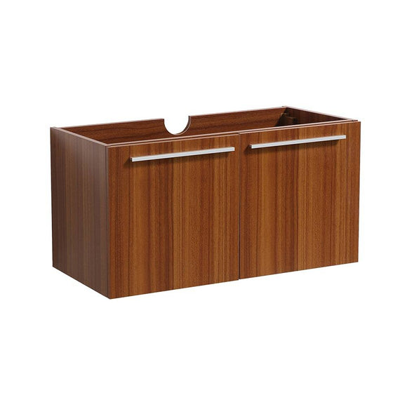 Fresca FCB8089TK Vista 30" Teak Wall Hung Modern Bathroom Cabinet