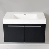 Fresca FCB8090BW-I Vista 36" Black Modern Bathroom Cabinet with Integrated Sink