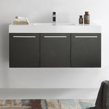 Fresca FCB8092BW-I Vista 48" Black Wall Hung Modern Bathroom Cabinet with Integrated Sink