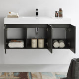 Fresca FCB8092BW-I Vista 48" Black Wall Hung Modern Bathroom Cabinet with Integrated Sink