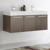 Fresca FCB8092GO-D-I Vista 48" Gray Oak Wall Hung Double Sink Modern Bathroom Cabinet with Integrated Sink