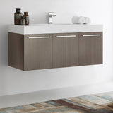 Fresca FCB8092GO-I Vista 48" Gray Oak Wall Hung Modern Bathroom Cabinet with Integrated Sink