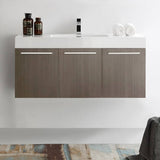 Fresca FCB8092GO-I Vista 48" Gray Oak Wall Hung Modern Bathroom Cabinet with Integrated Sink