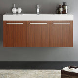 Fresca FCB8092TK-I Vista 48" Teak Wall Hung Modern Bathroom Cabinet with Integrated Sink