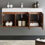 Fresca FCB8092TK-I Vista 48" Teak Wall Hung Modern Bathroom Cabinet with Integrated Sink