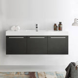 Fresca FCB8093BW-I Vista 60" Black Wall Hung Single Sink Modern Bathroom Cabinet with Integrated Sink