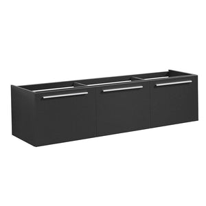 Fresca FCB8093BW Vista 60" Black Wall Hung Single Sink Modern Bathroom Cabinet