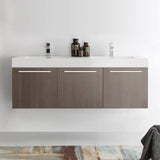 Fresca FCB8093GO-D-I Vista 60" Gray Oak Wall Hung Double Sink Modern Bathroom Cabinet with Integrated Sink