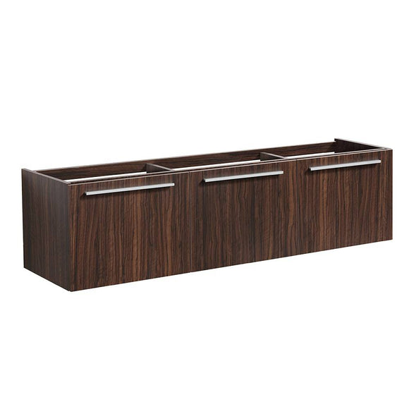 Fresca FCB8093GW Vista 60" Walnut Wall Hung Single Sink Modern Bathroom Cabinet