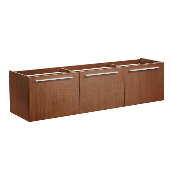 Fresca FCB8093TK Vista 60" Teak Wall Hung Single Sink Modern Bathroom Cabinet