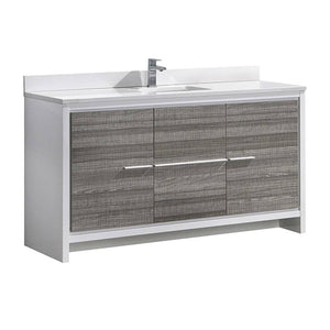 Fresca FCB8119HA-S-CWH-U Allier Rio 60" Ash Gray Single Sink Modern Bathroom Vanity with Top & Sink