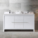 Fresca FCB8119WH-CWH-U Allier 60" White Modern Double Sink Bathroom Cabinet with Top & Sinks