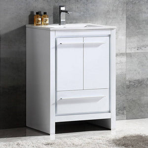 Fresca FCB8125WH-I Allier 24" White Modern Bathroom Cabinet with Sink