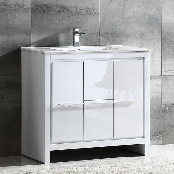 Fresca FCB8136WH-I Allier 36" White Modern Bathroom Cabinet with Sink