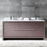 Fresca FCB8172GO-CWH-U Allier 72" Gray Oak Modern Double Sink Bathroom Cabinet with Top & Sinks