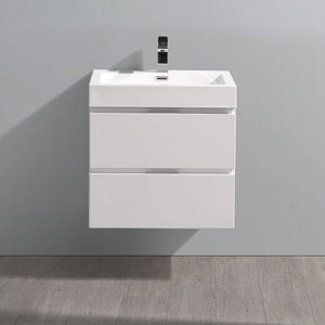 Fresca FCB8324WH-I Valencia 24" Glossy White Wall Hung Modern Bathroom Vanity