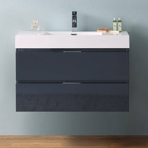 Fresca FCB8336GG-I Valencia 36" Dark Slate Gray Wall Hung Modern Bathroom Vanity