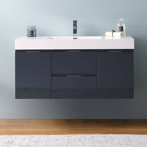 Fresca FCB8348GG-I Valencia 48" Dark Slate Gray Wall Hung Modern Bathroom Vanity