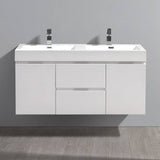 Fresca FCB8348WH-D-I Valencia 48" Glossy White Wall Hung Double Sink Modern Bathroom Vanity