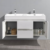 Fresca FCB8348WH-D-I Valencia 48" Glossy White Wall Hung Double Sink Modern Bathroom Vanity