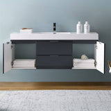 Fresca FCB8360GG-I Valencia 60" Dark Slate Gray Wall Hung Modern Bathroom Vanity