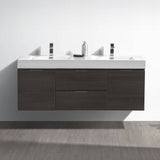 Fresca FCB8360GO-D-I Valencia 60" Gray Oak Wall Hung Double Sink Modern Bathroom Vanity