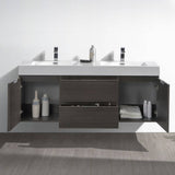 Fresca FCB8360GO-D-I Valencia 60" Gray Oak Wall Hung Double Sink Modern Bathroom Vanity