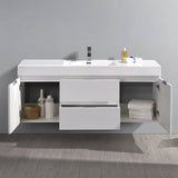 Fresca FCB8360WH-I Valencia 60" Glossy White Wall Hung Modern Bathroom Vanity