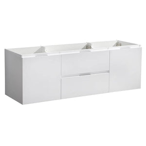 Fresca FCB8360WH Valencia 60" Glossy White Wall Hung Single Sink Modern Bathroom Cabinet