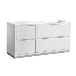 Fresca FCB8448WH-D Valencia 48" Glossy White Free Standing Double Sink Modern Bathroom Cabinet