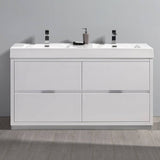 Fresca FCB8460WH-D-I Valencia 60" Glossy White Free Standing Double Sink Modern Bathroom Vanity