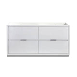 Fresca FCB8460WH-D Valencia 60" Glossy White Free Standing Double Sink Modern Bathroom Cabinet