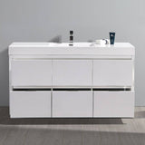 Fresca FCB8460WH-I Valencia 60" Glossy White Free Standing Modern Bathroom Vanity