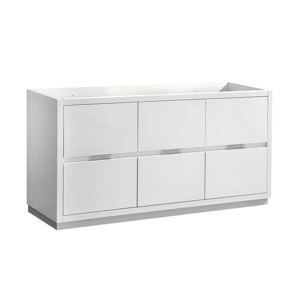 Fresca FCB8460WH Valencia 60" Glossy White Free Standing Single Sink Modern Bathroom Cabinet