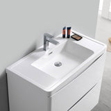 Fresca FCB9132WH-I Tuscany 32" Glossy White Free Standing Modern Bathroom Cabinet with Integrated Sink