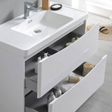 Fresca FCB9136WH-I Tuscany 36" Glossy White Free Standing Modern Bathroom Cabinet with Integrated Sink