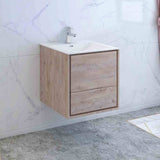 Fresca FCB9224RNW-I Catania 24" Rustic Natural Wood Wall Hung Modern Bathroom Cabinet with Integrated Sink