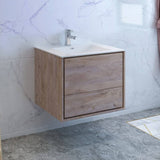 Fresca FCB9230RNW-I Catania 30" Rustic Natural Wood Wall Hung Modern Bathroom Cabinet with Integrated Sink