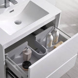 Fresca FCB9230WH-I Catania 30" Glossy White Wall Hung Modern Bathroom Cabinet with Integrated Sink