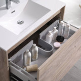 Fresca FCB9236RNW-I Catania 36" Rustic Natural Wood Wall Hung Modern Bathroom Cabinet with Integrated Sink