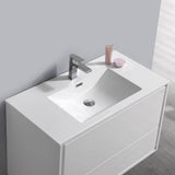 Fresca FCB9236WH-I Catania 36" Glossy White Wall Hung Modern Bathroom Cabinet with Integrated Sink