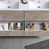 Fresca FCB9260RNW-D-I Catania 60" Rustic Natural Wood Wall Hung Modern Bathroom Cabinet with Integrated Double Sink