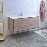 Fresca FCB9260RNW-S-I Catania 60" Rustic Natural Wood Wall Hung Modern Bathroom Cabinet with Integrated Single Sink