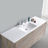 Fresca FCB9260RNW-S-I Catania 60" Rustic Natural Wood Wall Hung Modern Bathroom Cabinet with Integrated Single Sink