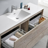 Fresca FCB9260RNW-S-I Catania 60" Rustic Natural Wood Wall Hung Modern Bathroom Cabinet with Integrated Single Sink